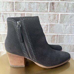 Sole Society Corinna Dark Grey Suede Leather Ankle Booties